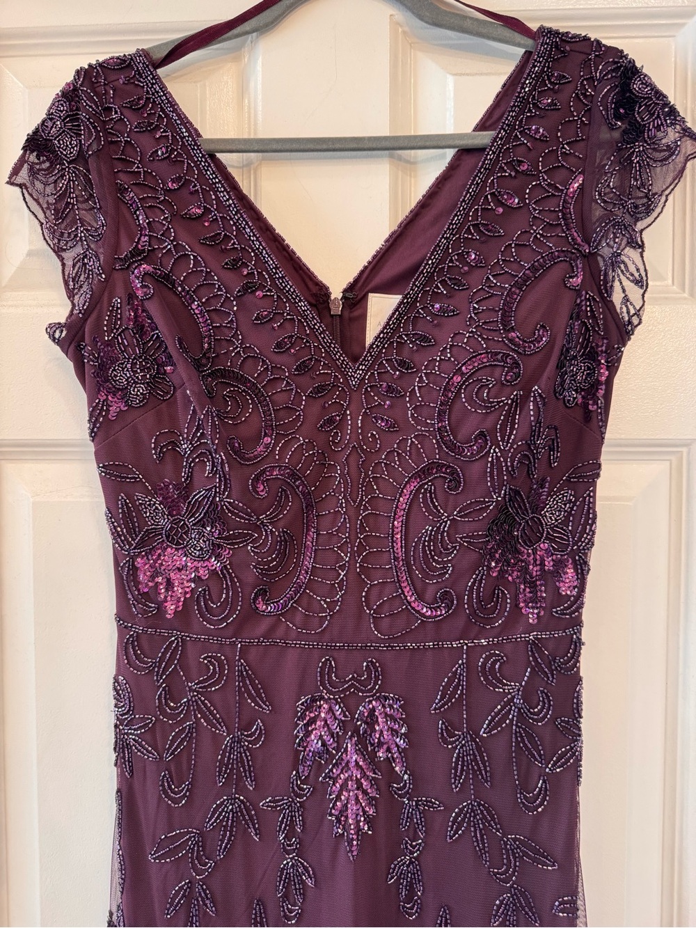 Adrianna Papell Beaded Evening Dress - Plum